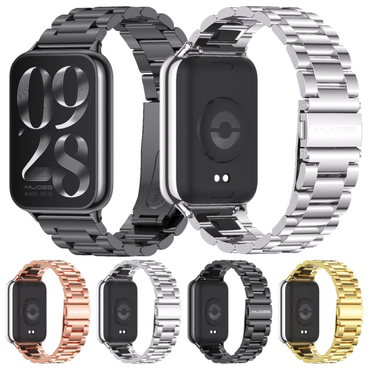 For Xiaomi Smart Band 9 Pro / 8 Pro Mijobs Three Beads Stainless Steel Watch Band(Silver)