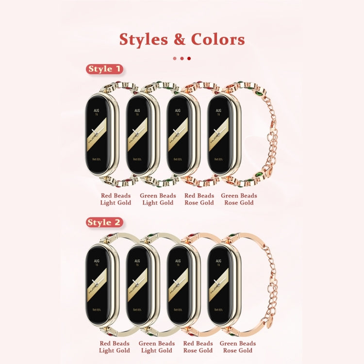 For Xiaomi Mi Band 8 / 9 / 9 NFC Mijobs Ruyi Beauty Bracelet Watch Band(Light Gold Red)