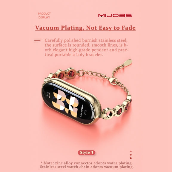 For Xiaomi Mi Band 8 / 9 / 9 NFC Mijobs Mermaid Beauty Bracelet Watch Band(Light Gold Green)