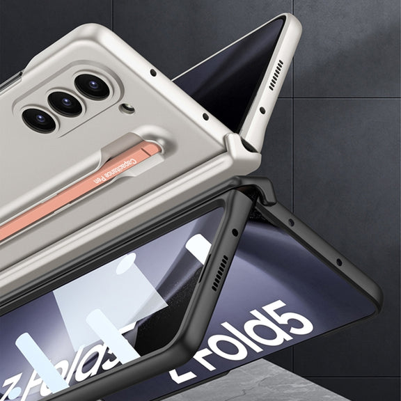 For Samsung Galaxy Z Fold5 5G GKK Magnetic Integrated Phone Case with Pen Slots, No Include Pen(Black+Red)