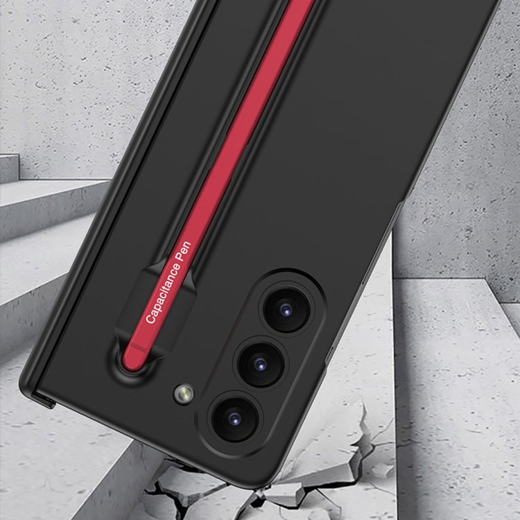 For Samsung Galaxy Z Fold5 5G GKK Magnetic Integrated Phone Case with Pen Slots, No Include Pen(Black+Red)