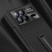For Xiaomi Mix Fold 3 GKK Magnetic Hinge Flip Leather Phone Case with Holder(Carbon Fiber)