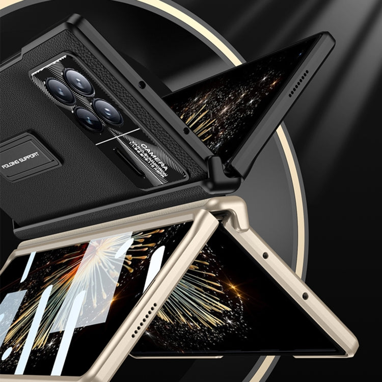 For Xiaomi Mix Fold 3 GKK Magnetic Hinge Flip Leather Phone Case with Holder(Gold)