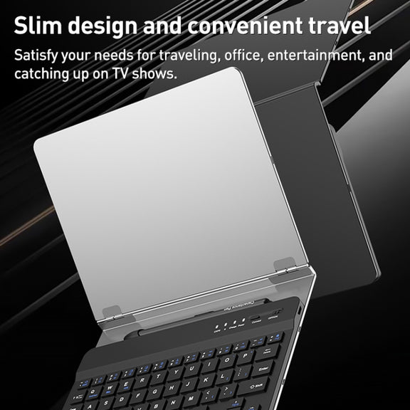 GKK Metal Folding Holder + Bluetooth Keyboard + Pen + Pen Slots + Mouse Set(Black)