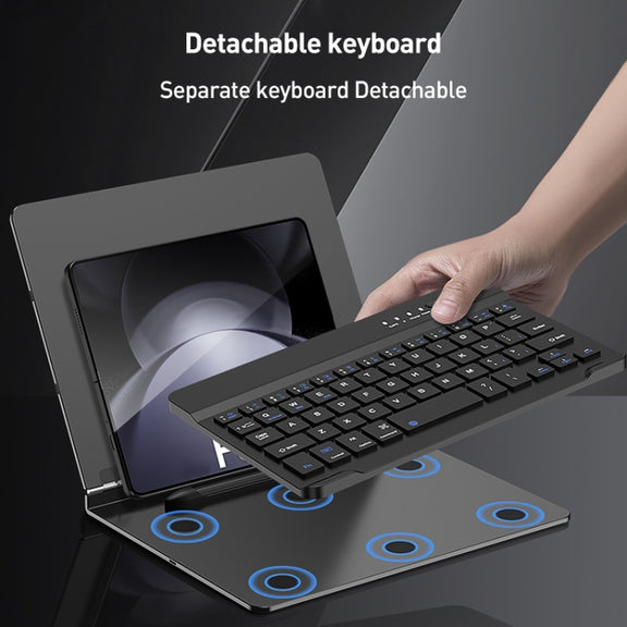 GKK Metal Folding Holder + Bluetooth Keyboard + Pen + Pen Slots + Mouse Set(Black)