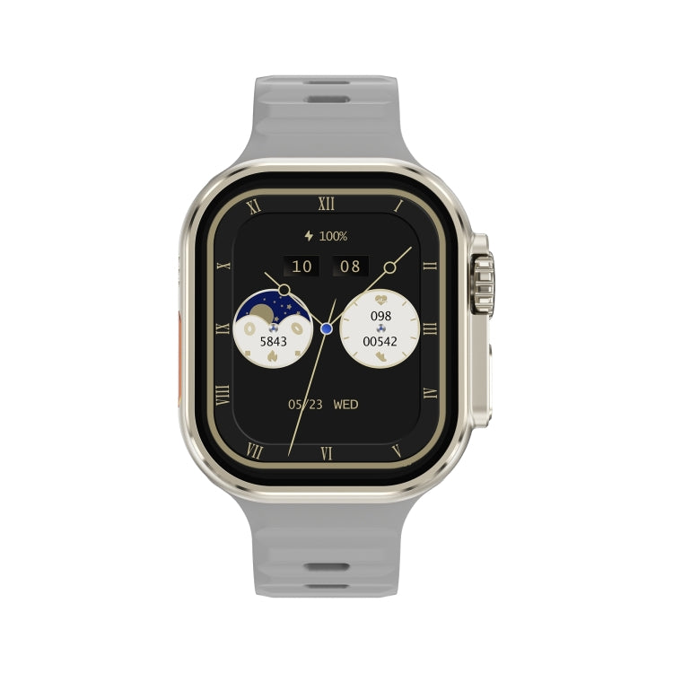 iW9 Ultra 2.04 inch Screen Smart Call Watch, BT Call / Heart Rate / Blood Pressure / Blood Oxygen(Grey Gold)