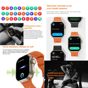iW9 Ultra 2.04 inch Screen Smart Call Watch, BT Call / Heart Rate / Blood Pressure / Blood Oxygen(Grey Gold)