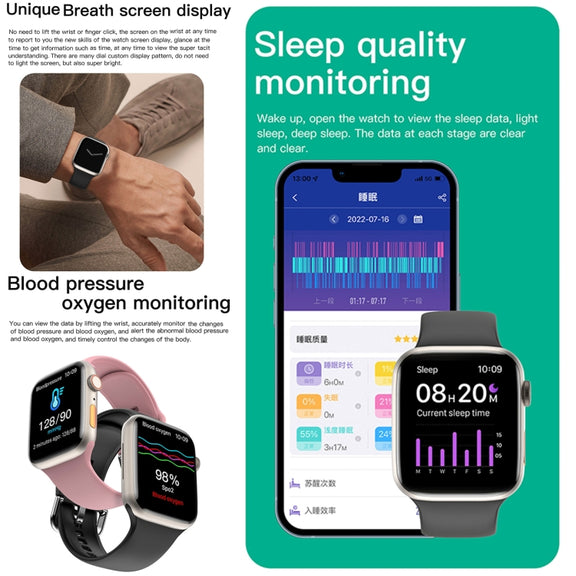 Q9 Smart Bracelet, 2.01 inch Water-resistant Smart Watch, BT Call / Heart Rate / Blood Pressure / Blood Oxygen(Pink Gold)