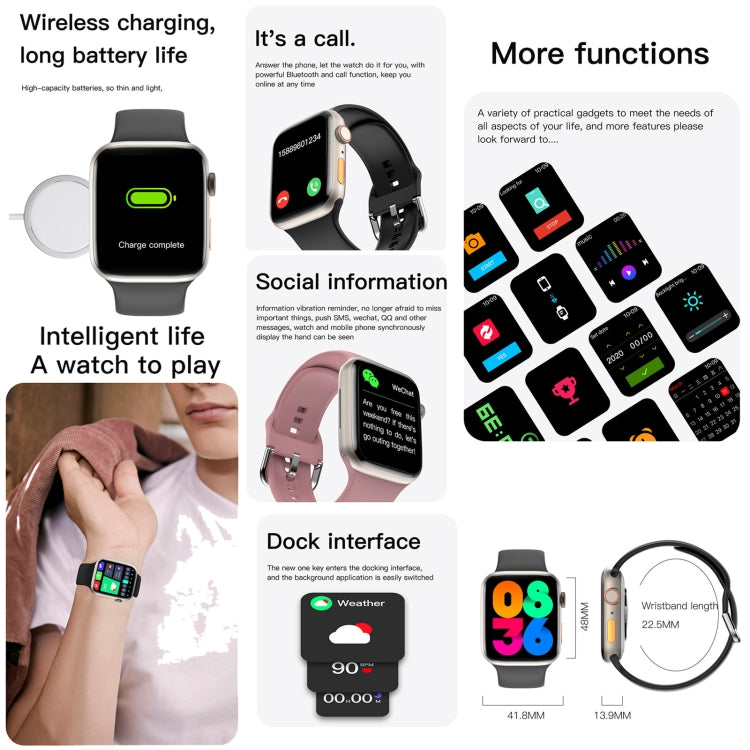 Q9 Smart Bracelet, 2.01 inch Water-resistant Smart Watch, BT Call / Heart Rate / Blood Pressure / Blood Oxygen(Black Gold)
