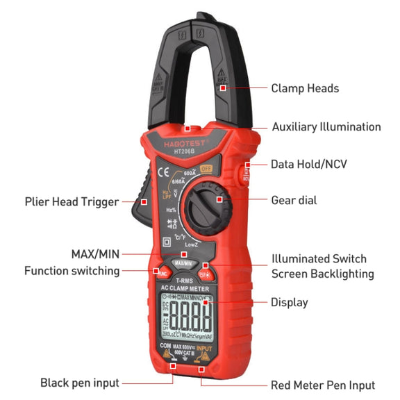 HABOTEST HT206B Auto-ranging High Precision Digital Clamp Multimeter