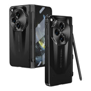 For OPPO Find N3 / OnePlus Open Integrated Frosted Electroplating Full Coverage Phone Case with Pen/Pen Slots(Black)