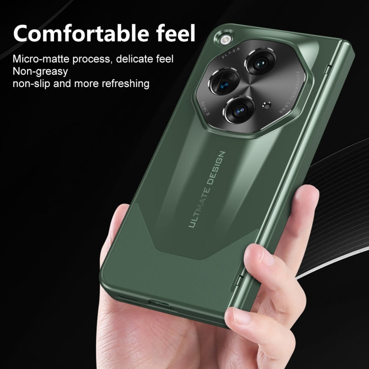 For OPPO Find N3 / OnePlus Open Integrated Frosted Electroplating Full Coverage Phone Case with Pen/Pen Slots(Black)