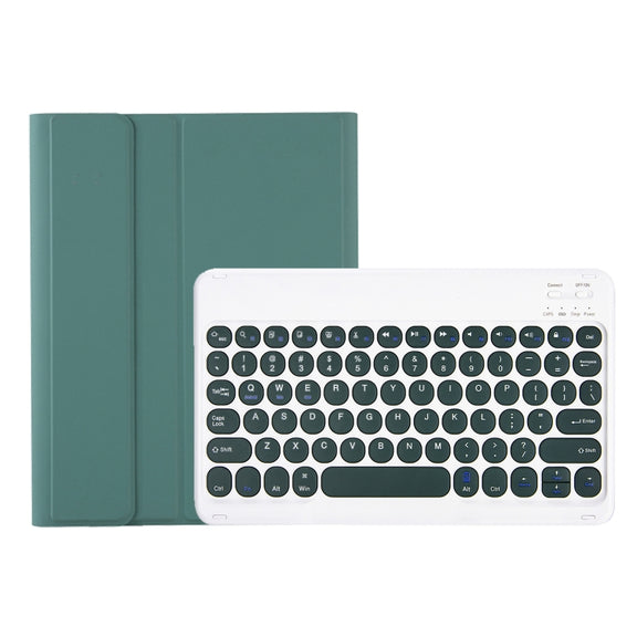 For Samsung Galaxy Tab A9+ X210/X215/X215 YA09B Candy Color TPU Round Keycap Bluetooth Keyboard Leather Case with Pen Slot(Dark Green)