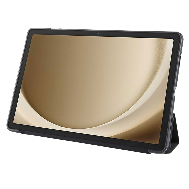 For Samsung Galaxy Tab A9+ Tri-fold Holder Flip Horizontal Flip TPU Leather Tablet Case(Black)