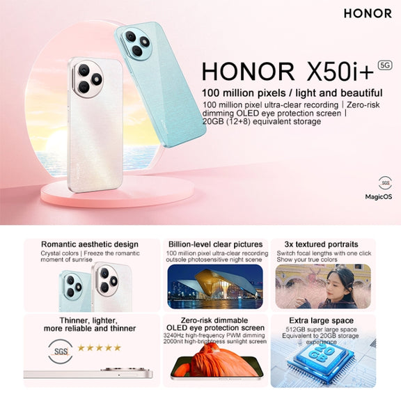Honor X50i+, 12GB+256GB,  6.7 inch MagicOS 7.2 Dimensity 6080 Octa Core up to 2.4GHz, Network: 5G, OTG, Not Support Google Play(Blue)