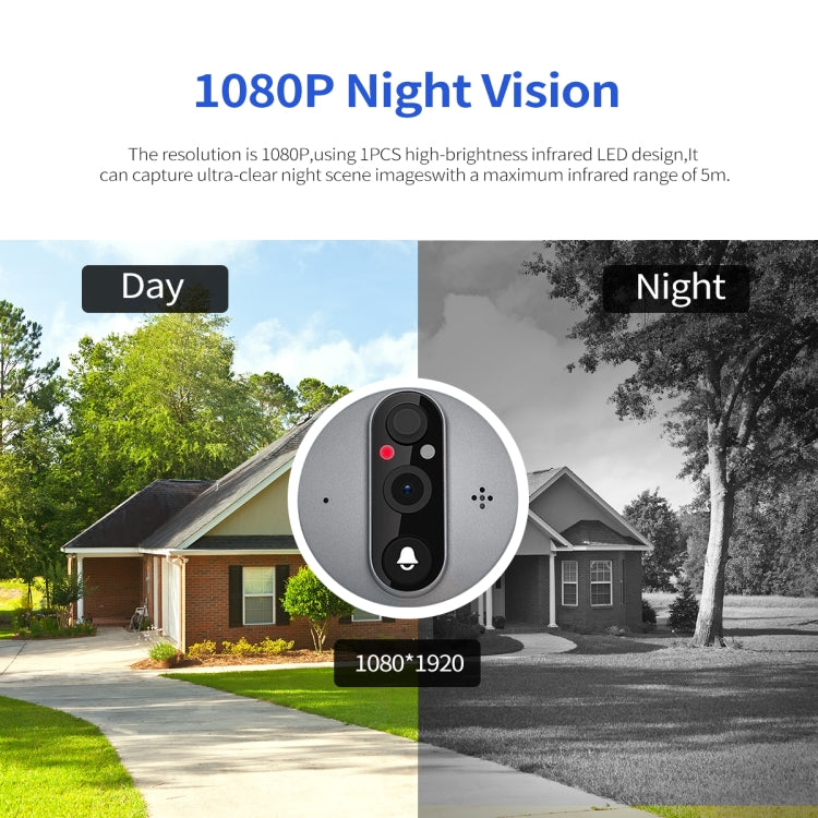 ESCAM C87 1080P 4.3 inch Smart WiFi Digital Door Viewer Supports Wide-Angle PIR & Night Vision & Dingdong Photo(White) - free shipping - PMC Jewellery - Order now!