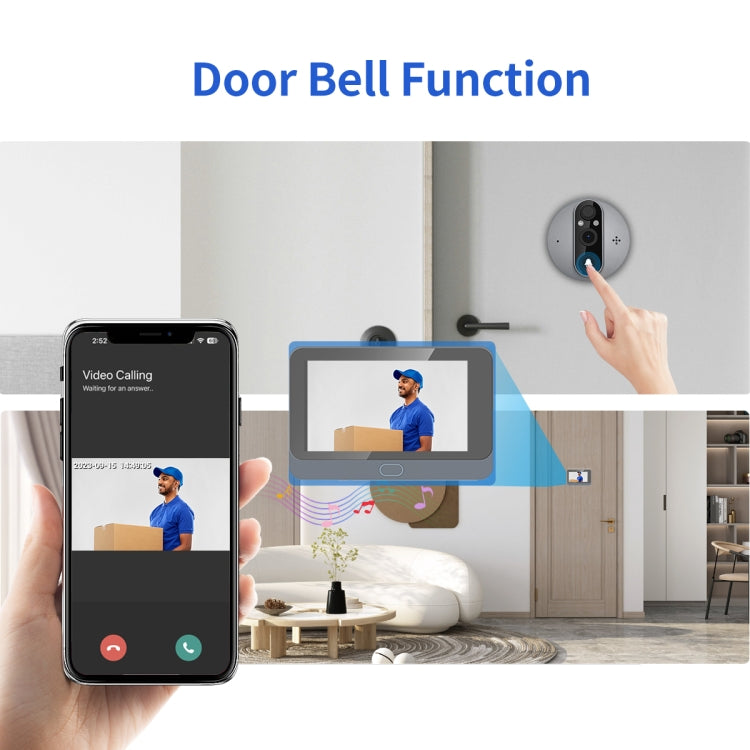 ESCAM C87 1080P 4.3 inch Smart WiFi Digital Door Viewer Supports Wide-Angle PIR & Night Vision & Dingdong Photo(White) - free shipping - PMC Jewellery - Order now!