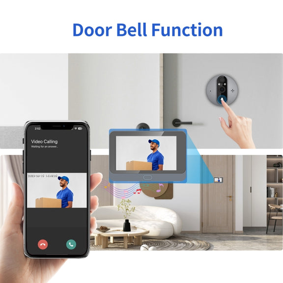 ESCAM C87 1080P 4.3 inch Smart WiFi Digital Door Viewer Supports Wide-Angle PIR & Night Vision & Dingdong Photo(White)