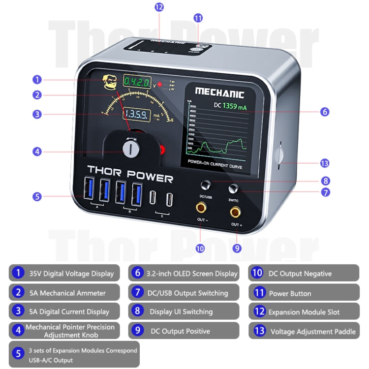 Mechanic Thor Power Intelligent DC Regulated Diagnostic Supply Power with Expansion Interface, Plug:US - free shipping - PMC TechLife - Order now!