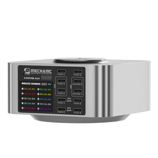 Mechanic X-Power Series Multiport Digital Display USB Charger Station with Wireless Charging, Total Power:300W(US Plug) - free shipping - PMC Jewellery - Order now!