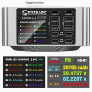 Mechanic X-Power Series Multiport Digital Display USB Charger Station with Wireless Charging, Total Power:300W(US Plug)
