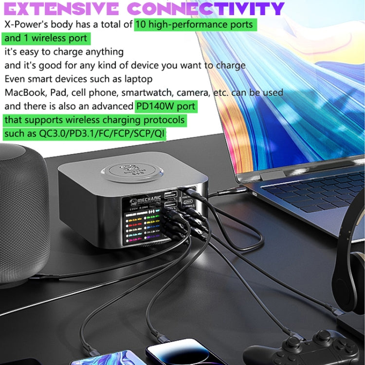 Mechanic X-Power Series Multiport Digital Display USB Charger Station with Wireless Charging, Total Power:300W(EU Plug) - free shipping - PMC TechLife - Order now!
