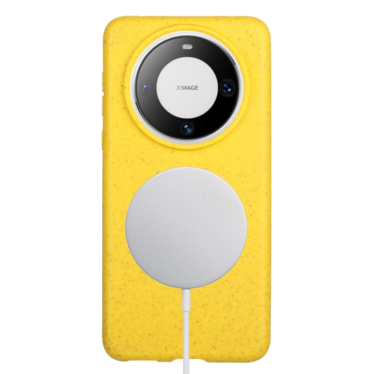 For Huawei Mate 60 Pro Wheat MagSafe Magnetic Straw Material + TPU Phone Case(Yellow)