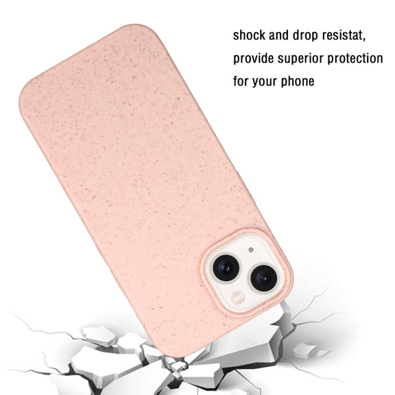 For iPhone 15 Wheat MagSafe Magnetic Straw Material + TPU Phone Case(Pink)