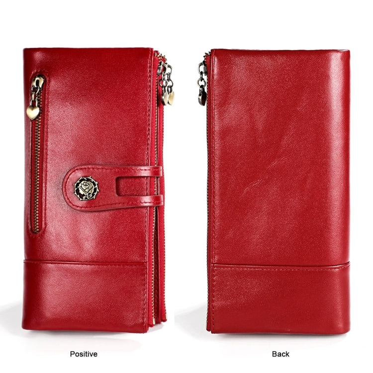 3513 Antimagnetic RFID Multi-function Retro Leather Lady Wallet Large-capacity Purse with Card Holder(Red) - Antimagnetic RFID Package by PMC TechLife | Online Shopping South Africa | PMC TechLife | Buy Now Pay Later Mobicred