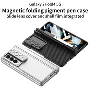 For Samsung Galaxy Z Fold4 GKK Magnetic Hinge Flip Leather Phone Case with Holder(Blue)