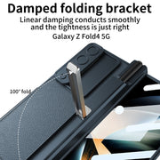 For Samsung Galaxy Z Fold4 GKK Magnetic Hinge Flip Leather Phone Case with Holder(Blue)