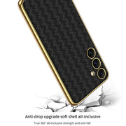 For Samsung Galaxy S24+ 5G GKK Weave Texture Electroplating PU Protective Phone Case(White)