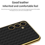 For Samsung Galaxy S24+ 5G GKK Weave Texture Electroplating PU Protective Phone Case(White)