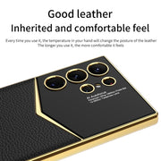 For Samsung Galaxy S24 Ultra 5G GKK Plating Soft TPU + Leather Full Coverage Phone Case without Pen(White)