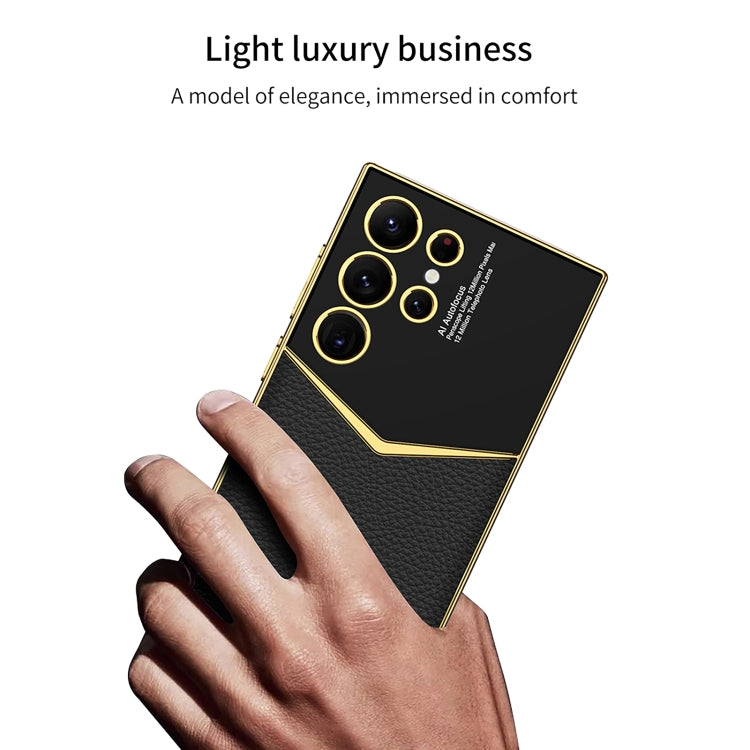 For Samsung Galaxy S24 Ultra 5G GKK Plating Soft TPU + Leather Full Coverage Phone Case without Pen(Green)