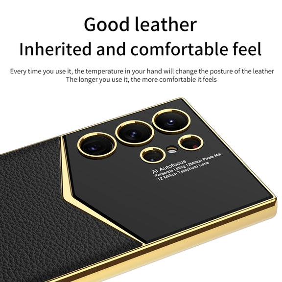 For Samsung Galaxy S24 Ultra 5G GKK Plating Soft TPU + Leather Full Coverage Phone Case without Pen(Green)