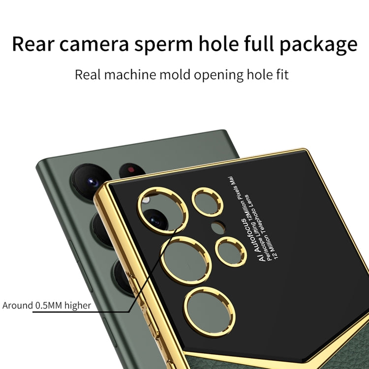 For Samsung Galaxy S24 Ultra 5G GKK Plating Soft TPU + Leather Full Coverage Phone Case without Pen(Green)