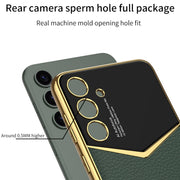 For Samsung Galaxy S24 5G GKK Plating Soft TPU + Leather Full Coverage Phone Case without Pen(White)