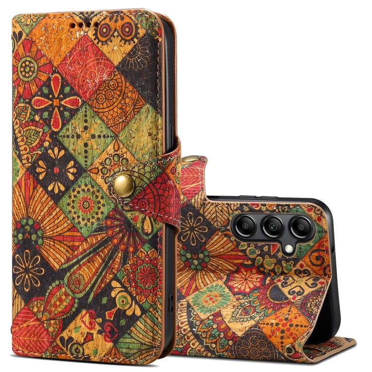 For Samsung Galaxy A05s Denior Flower Language Series Cork Fabric Oil Edge Leather Phone Case(Autumn) - Galaxy Phone Cases by Denior | Online Shopping South Africa | PMC TechLife | Buy Now Pay Later Mobicred