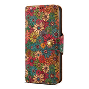 For Samsung Galaxy S23 FE Denior Flower Language Series Cork Fabric Oil Edge Leather Phone Case(Spring)