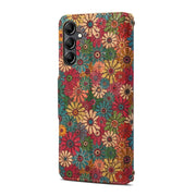 For Samsung Galaxy S23 FE Denior Flower Language Series Cork Fabric Oil Edge Leather Phone Case(Spring)