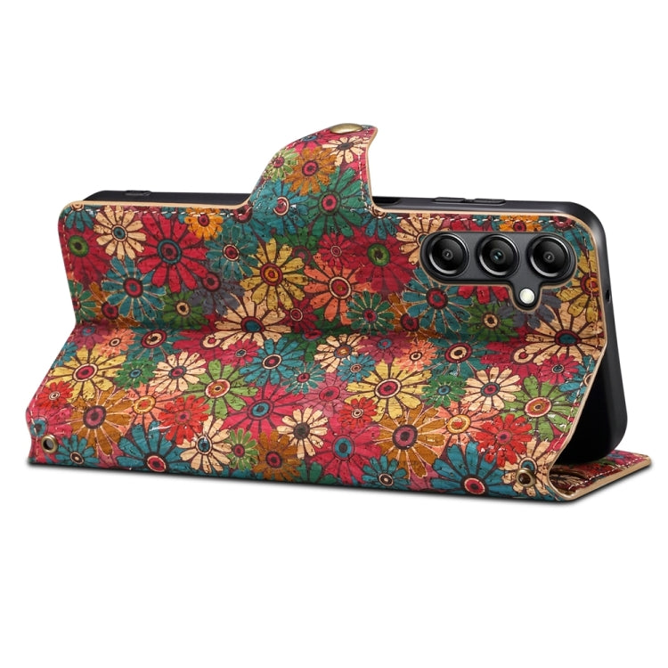 For Samsung Galaxy S23 FE Denior Flower Language Series Cork Fabric Oil Edge Leather Phone Case(Spring)