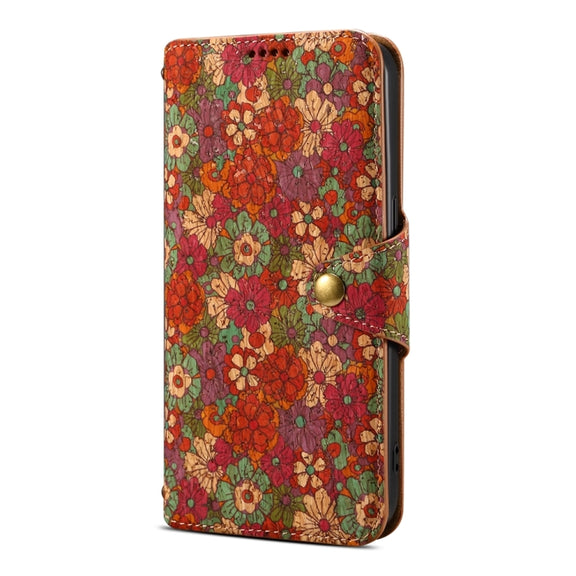 For Samsung Galaxy S23 FE Denior Flower Language Series Cork Fabric Oil Edge Leather Phone Case(Summer)