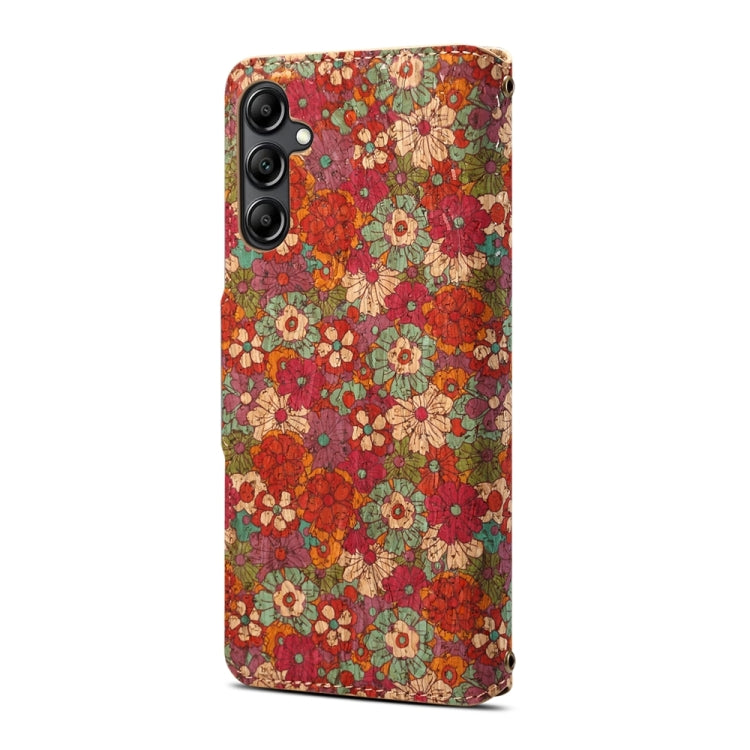For Samsung Galaxy S23 FE Denior Flower Language Series Cork Fabric Oil Edge Leather Phone Case(Summer)