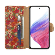 For Samsung Galaxy S23 FE Denior Flower Language Series Cork Fabric Oil Edge Leather Phone Case(Summer)