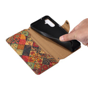 For Samsung Galaxy S23 FE Denior Flower Language Series Cork Fabric Oil Edge Leather Phone Case(Summer)
