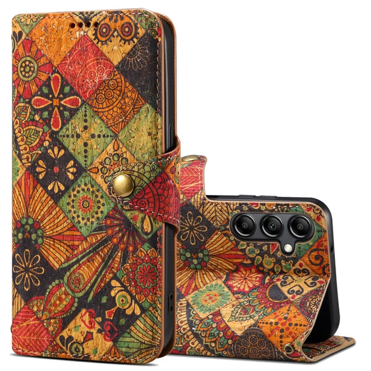 For Samsung Galaxy S23 FE Denior Flower Language Series Cork Fabric Oil Edge Leather Phone Case(Autumn) - Galaxy S23 FE 5G Cases by Denior | Online Shopping South Africa | PMC Jewellery | Buy Now Pay Later Mobicred