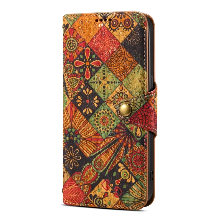 For Samsung Galaxy S23 FE Denior Flower Language Series Cork Fabric Oil Edge Leather Phone Case(Autumn)