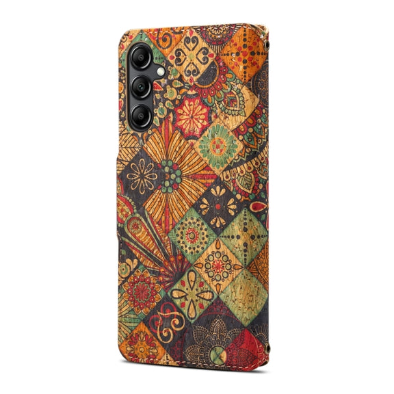 For Samsung Galaxy S23 FE Denior Flower Language Series Cork Fabric Oil Edge Leather Phone Case(Autumn)