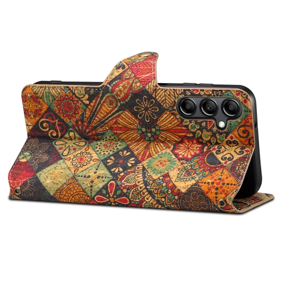 For Samsung Galaxy S23 FE Denior Flower Language Series Cork Fabric Oil Edge Leather Phone Case(Autumn)